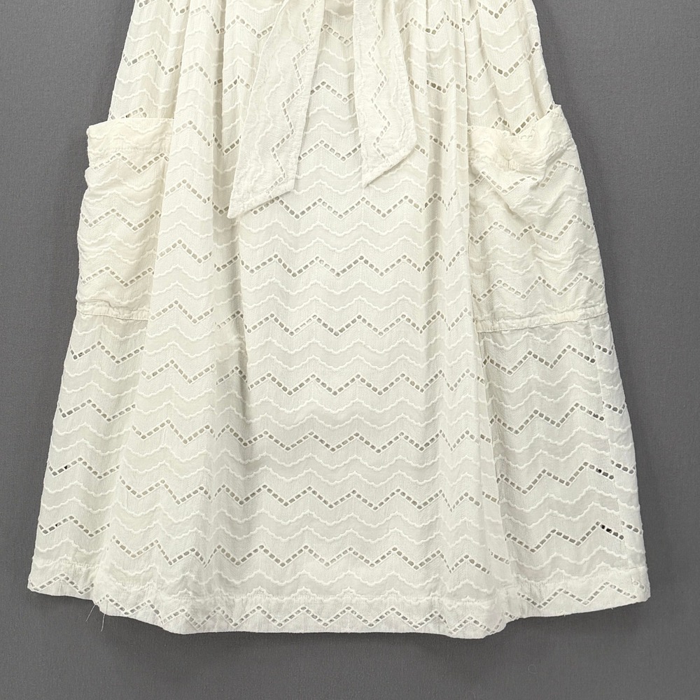 Tracy Reese x Anthropologie A-line Skirt Women 14 White Eyelet Tie Waist Midi - Picture 9 of 16